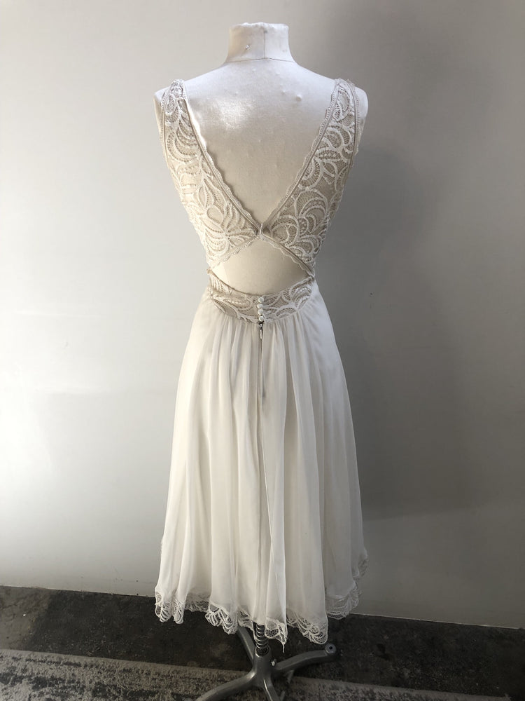 Lace and chiffon midi dress