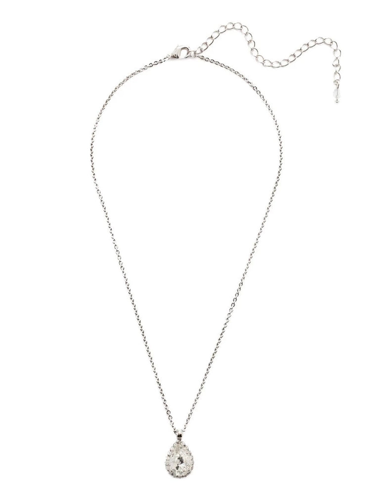 Crystal, Rhinestone and Silver Wedding Pendant Necklace