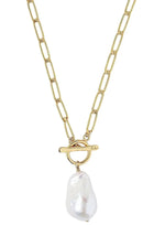 Chain Link Pearl Pendant Necklace