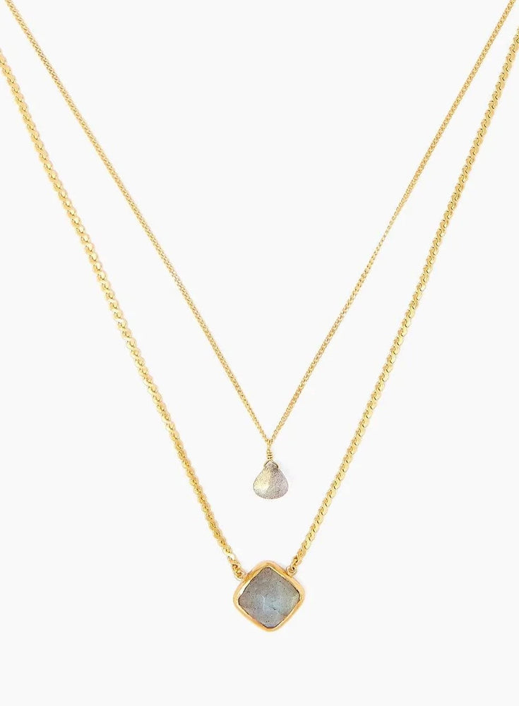 Holiday Edit: Labradorite Duo Gold Cliff Necklace
