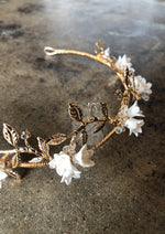 Small Flowers and Gold Leaf Tiara