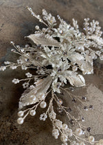 Vine Enamel Floral and Crystal Silver Headpiece