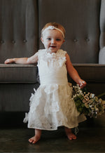ivory flower girl dress with flowers 