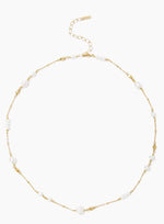 Graduated White Pearl and Gold Layering Necklace