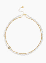White Pearl Mix and Gold Bead Pre-layered Necklace