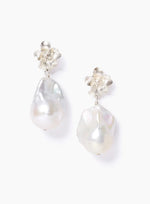 Pearl and Silver Wedding drop earrings