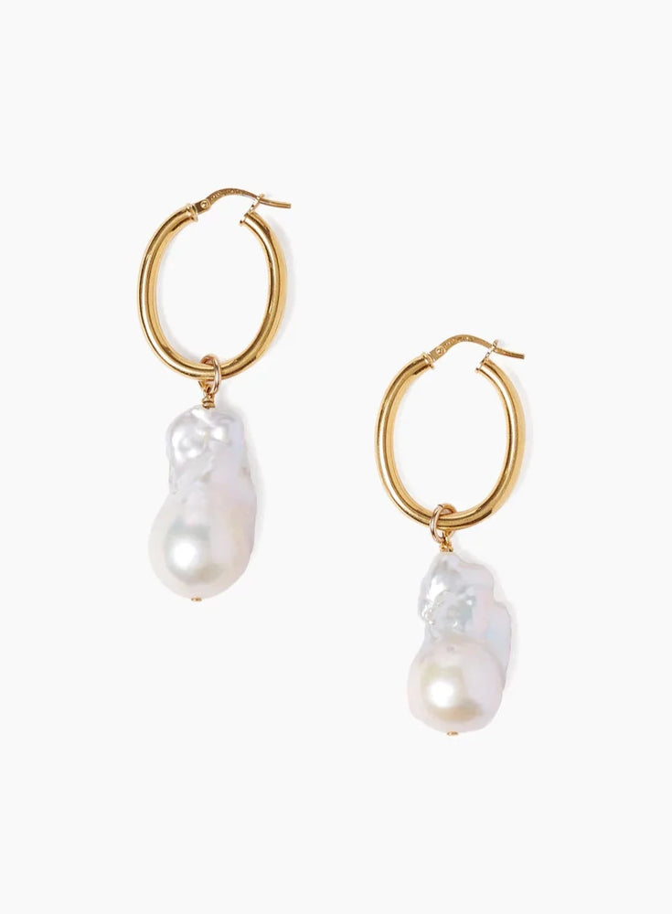 Pearl and Gold Hoop Wedding Earrings