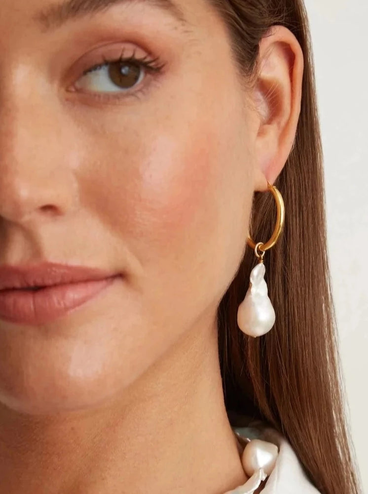 Holiday Edit: Baroque Pearl Gold Hoops