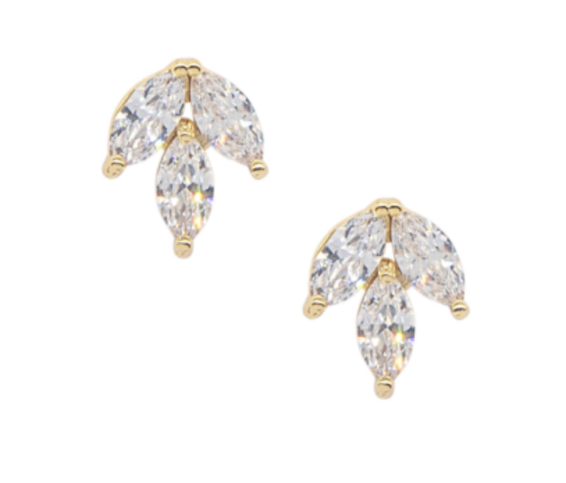 Crystal and Gold Wedding Stud Earrings